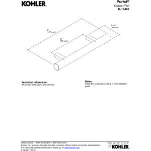 Kohler K14485Cp Purist 3 Inch Drawer Pull Polished Chrome, 0.50 x 0.50 x 5.00 inches - Image 2