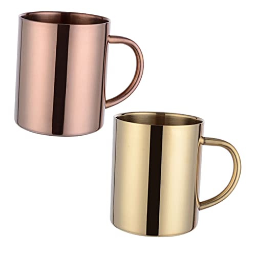 HANABASS Metal Coffee Mug Set 2 Pcs Stainless Steel 304 Mugs Insulated Camping Mugs with Handle for Daily Use