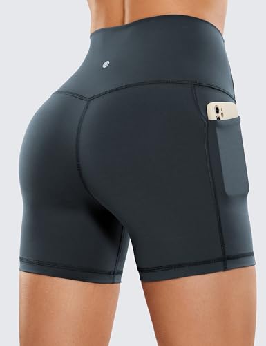Image of CRZ YOGA Biker Shorts Pockets 5 inch | Naked Feeling, Sleek, Decent Compression, Yoga, High Waisted, for Women