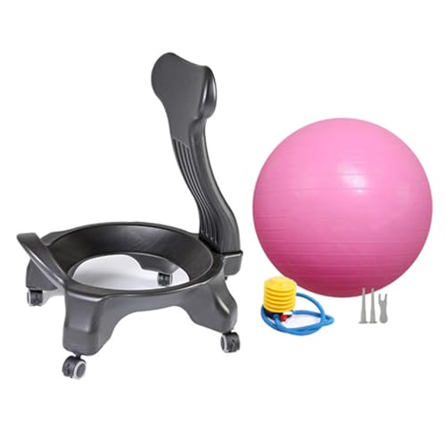 Image of Active Sitting Exercise Ball Chair for Adults - Ergonomic Office Yoga Ball Chairs, Improve Back Pain and Balance, Lockable Wheels, Foot Pump - Buy Now on Amazon