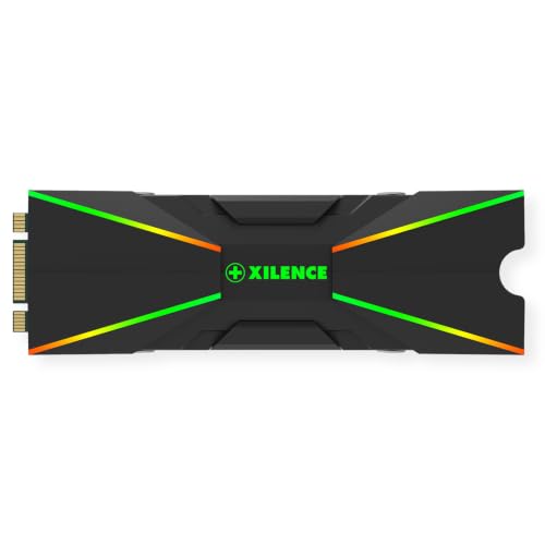 Xilence M2SSD.B.ARGB Dissipateur Thermique pour SSD M.2 2280 PCIe NVMe/SATA, ARGB 5V 3 Broches, Montage Facile, Passif, avec éclairage LED ARGB, pour Fortes exigences de Refroidissement en Gaming