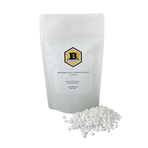 Beesworks Cetyl Alcohol 10 Ounces (0.625 lbs) | 100% Pure Cetyl Alcohol Granules for DIY Soaps Lotions Conditioners and Creams