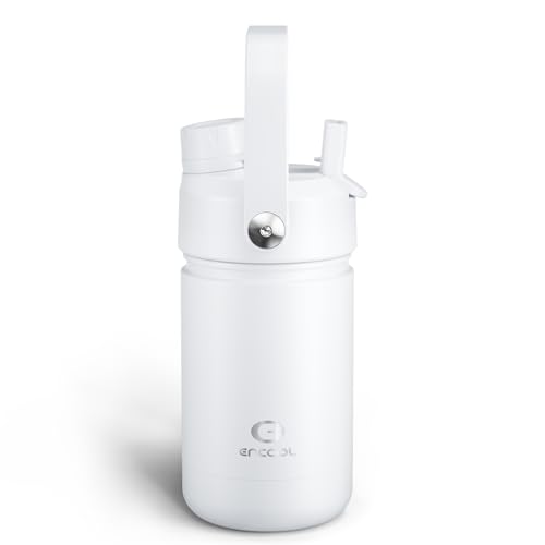 Kids Insulated Water Bottle with Straw - 12oz Stainless Steel Water Bottle with Dual Spouts, Leak-Proof, BPA-Free, Double Wall Vacuum Keeps Cold for...