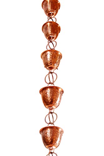 Monarch Rain Chains Pure Copper Hammered Rain Chains for Gutters – 3 ft Extension Decorative Rainchain Outdoor Durable Heavy Duty Gutter Chain Downspout Replacement, Modern Rainchains for Outside