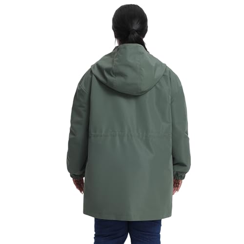 HHE Plus Size 3X Women's Green Lightweight Windproof Jacket with Hood - Image 3