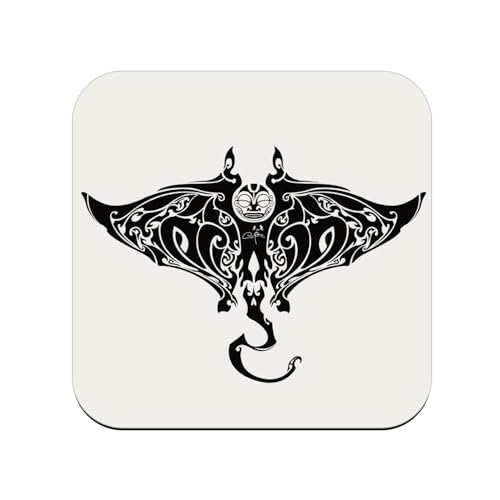 sous Verre en Bois - Raie Manta Maori Tatouage Nouvelle-Zelande Art - 1 unité (95 x 95 mm)