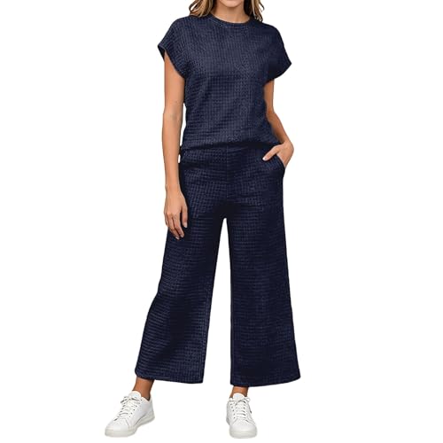 Ensemble 2 pièces femme pantalon large et haut gaufré pour le cocooning