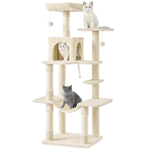 MSmask Kratzbaum groß, L Katzenbaum Stabil, Katzenkratzbaum mit Plattformen, Katzenhöhlen, Hängematte, Sisalsäulen, mehrstöckiger Kletterbaum für Katzen (Beige) MSmask Kratzbaum groß, L Katzenbaum Stabil, Katzenkratzbaum mit Plattformen, Katzenhöhlen, Hängematte, Sisalsäulen, mehrstöckiger Kletterbaum für Katzen (Beige)