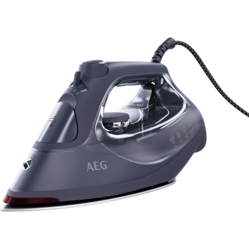 AEG SI6-1-4MN Plancha de Vapor - 2500W, Golpe de Vapor 200g/min, Vapor Continuo 40g/min, Función Antigoteo y Antical, Suela Cerámica, Sensor Apagado, Calentamiento Rápido, 330ml, Azul