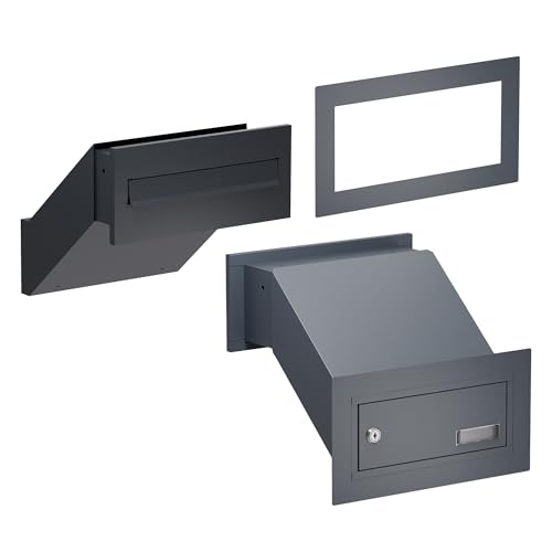 Sillar Boîte aux Lettres Encastrable dans Un Mur en Anthracite | boîte aux Lettres Murale Extérieure |Boîte aux Lettres pour Clôture avec Volet Double...