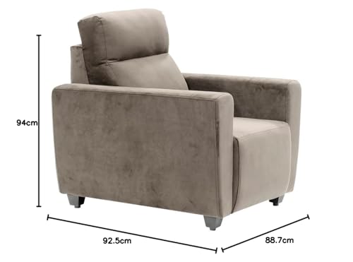 Image of Wakefit Sofa Set | 3 Year Warranty | Sofa 1 Seater, 1 Seater Sofa for Living Room, Wooden Sofa Set, Sofa Set Single Seater - Belize(Fabric-Velvet : Stone)