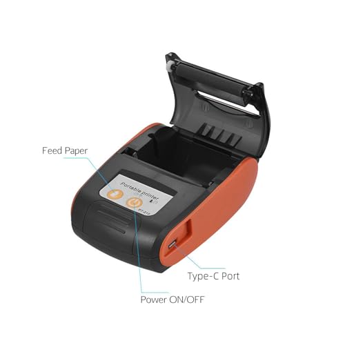 Image of Portable Thermal Printer 90mm Direct Thermal for iOS Home Business Shop POS | Bluetooths Mini Receipt Printer 203dpi 1500mAh Wireless USB