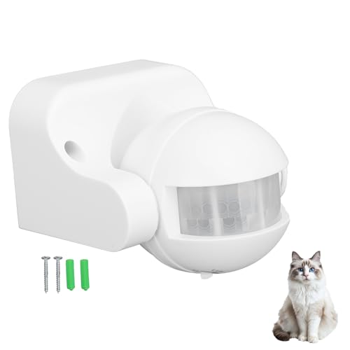 Wall Mounted Motion Sensor with Automatic Dusk to Dawn, Adjustable PIR Outdoor Motion Sensing Switch for Home Security LED Lights White