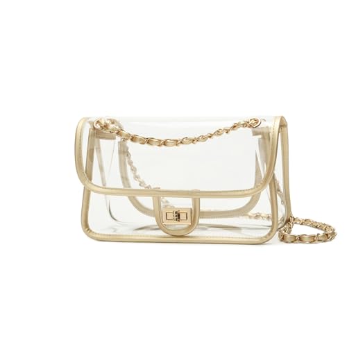 Womens PVC Clear Purse Handbag with Chain Stadium Approved Clear Bag See Through Purse Bag4