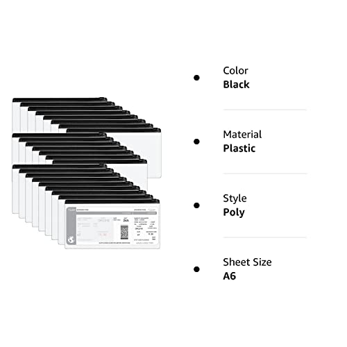 100 Pieces Poly Zip Envelope Clear Pencil Case Bulk With Label Pocket Clear Plastic Envelopes With Zippered, A6 Pencil Bags For Cash Money, School Office Supplies, 9.2X4.7Inches (Black) #TOP7