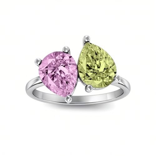 Birthstone rings Personalized Rings with 2 Birthstones Custom Engraved Ring Wedding Family Mother Days Birthday Jewelry Gifts For Women Grandma Mom Her Daughter Silver/10K/14K/18K Gold3