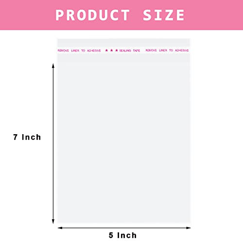 Morepack Self Sealing Cellophane Bags,5x7 Inches 200 Pcs Clear Resealable Cookie Bags Self Adhesive for Packaging Cookies,Favors, Products
