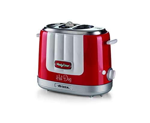 Ariete Hot Dog Maker Party Time 206, Hot Dog-Maschine mit 4 Garräumen, 5 Garstufen, Automatischer...