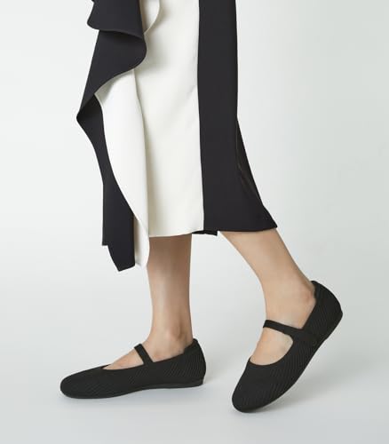 Arromic Ballet Flats for Women Round Toe Mary Jane Shoes Comfortable Dressy Women Flats Adjustable Straps Washable Knit Slip On Shoes3