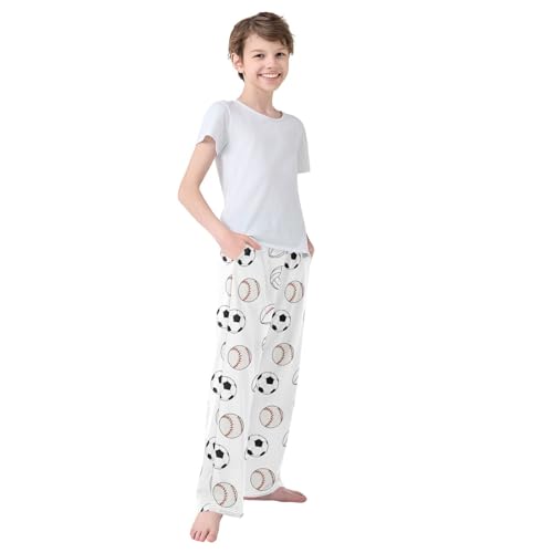 CaTaKu Boys Rugby Baseball Pants for Boys Girls Wide Leg Sweatpants Kids Long Bottoms with Pockets Size 6-14Y3
