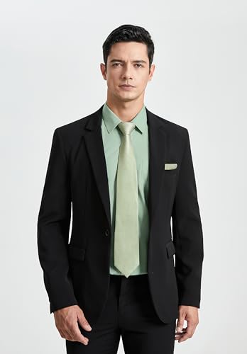 Image of HISDERN Mens Dress Shirt with Tie Pocket Square Set Classic Button Down Shirt Matching Tie Long Sleeve Shirts