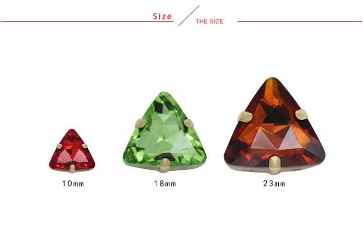 Triangle Flatback Sewing Stone Sew On Crystal Claw Rhinestone Copper Setting Emblement For Shoes Headwear Diy Garment - (Color: Light Pink/Size: 20Pcs 10Mm)