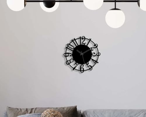 Image of Stylish Metal Wall Clock for Living Room, Bedroom, Office, Kitchen, Home and Hall | Antique Fancy Big Size Modern Wall Watch for Home Decor (DA-101, 60 CM)