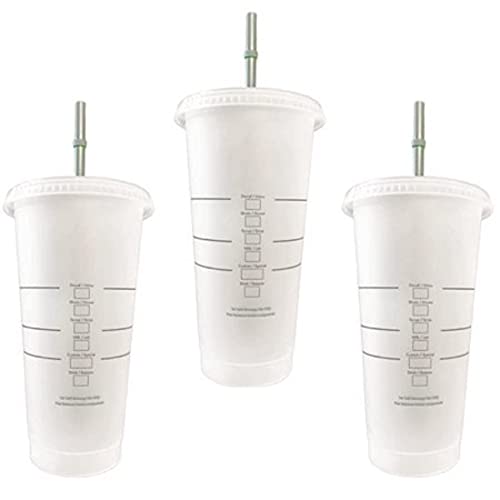 Starbucks 3 vasos reutilizables de plástico duro Venti 700 ml, para café con hielo con tapa y pajita verde con tapa - Imagen 8