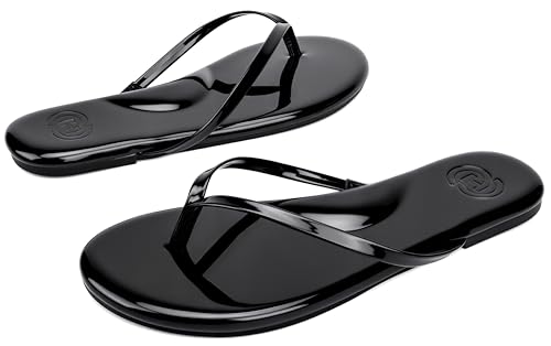 Image of INMINPIN Flat Flip Flops with Arch Support for Women - Memory Foam Flats Summer Sandals 2026 - Ultra Comfort Vegan Leather Thong Sandals Summer Beach Slide
