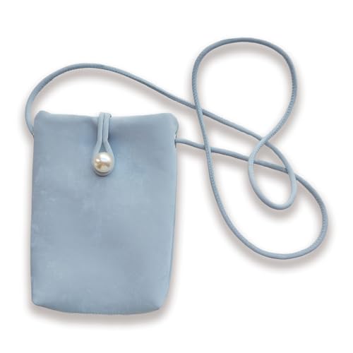 Women's Slim Crossbody Bag PU Leather Shoulder Bag with Pearl Closure - Lightweight Phone Purse for Essentials