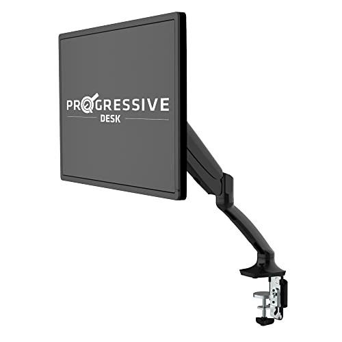 Progressive Desk Single Gas Spring Monitor Stand - Fits 17"-30" Monitors - ±180 Monitor Rotation - Arm Holds Up to 20 lbs Black
