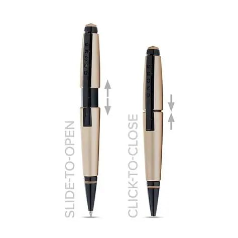 Image of Cross Edge Matte Hazelnut Lacquer Gel Rollerball Pen - Refillable, Medium Point, Black Ink, Premium Box
