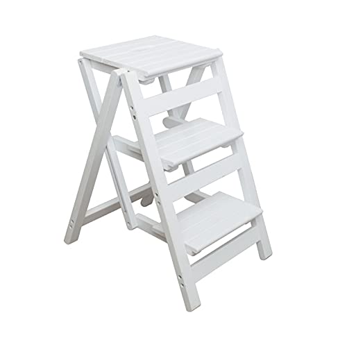 Taburete de madera maciza de 3 escalones con acabado premium para biblioteca 2