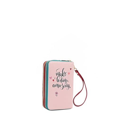 Nicole Lee NIKKY Double Zipper Wallet with Wristlet, Vegan Leather, 6 Card Slots (URBAN COFFEE DREAM)3