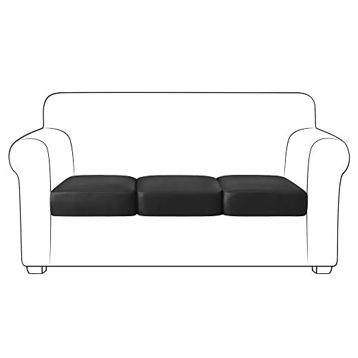 Yates Home PU-läder soffa kudde överdrag vattentät elastisk stol husbil sätesskydd loveseat soffa möbelskydd halkskydd för soffa säte ersättning i vardagsrum (3 delar, svart)