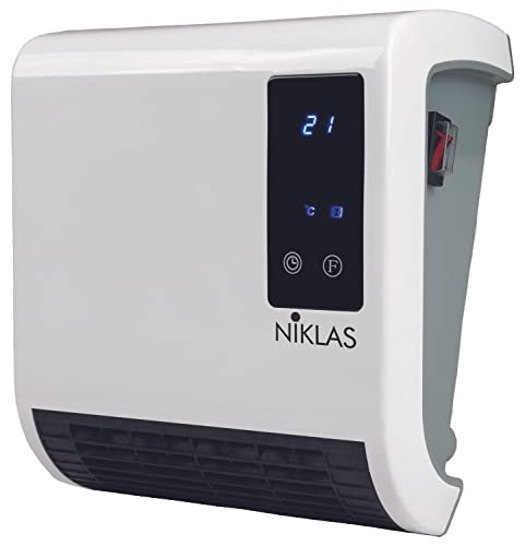 NIKLAS Chauffage soufflant 2000W Trendy 2 puissances de chauffe Installation murale Environnements humides, Rayonnant, Blanc