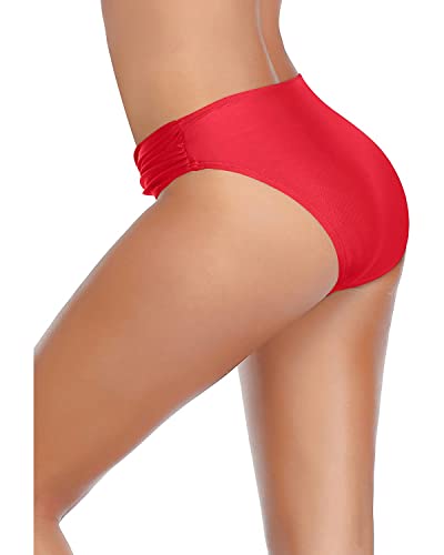 Image of Tempt Me Women Twist Bikini Bottom Moderate High Cut Bathing Suit Bottoms Ruched Swimsuit Bottom