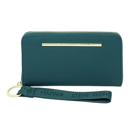 Image of Steve Madden Bzip-Web Zip Around Wallet Wristlet (Evergreen)