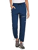 BALEAF Women's Hiking Cargo Pants Outdoor Lightweight Capris Water Resistant UPF 50 Zipper Pockets Navy Blue Size M
