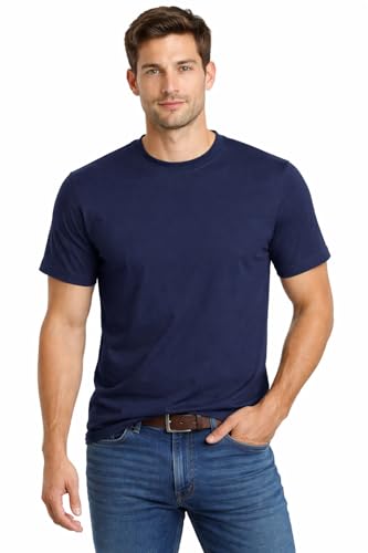 Men’s Round Neck Plain T-Shirts |Luxury Ultra Cotton Budget Tee Regular Fit Everyday Shirt|Navy Blue Color|Size Large
