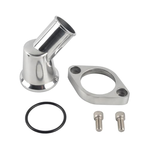 TBAPFS 45 Swivel Water Neck Aluminum Polished Thermostat Housing Compatible with SBC BBC chevy engines 283 302 305 327 350 400 396 427 454 502