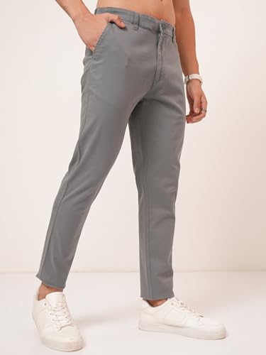Image of Highlander Men's Slim Fit Formal Trousers | Ankle Length |Smart Trousers for Men | Chino Trousers for Men|Elegant Design | Comfortable Fabric for Daily Work & Formal Occasions