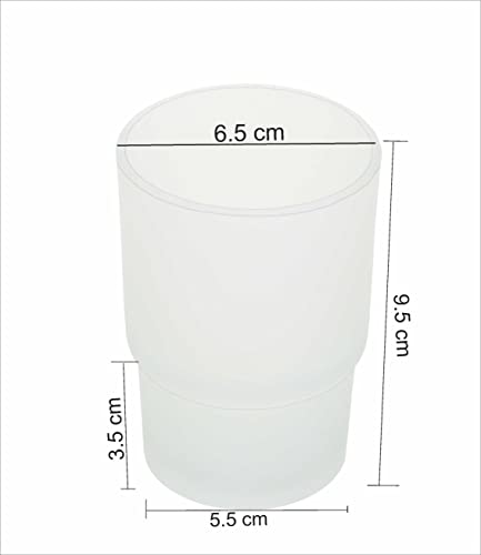 Image of Premium Frosted Glass Tumbler and Toothbrush Holder for Bathroom | Elegant Round Countertop Toothbrush, Toothpaste, & Shaving Kit Stand | Durable Aesthetic Bathroom Organizer & Rinse Cup