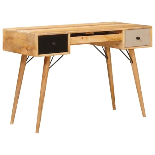 vidaXL Escritorio Marrón 110 x 55 x 76 cm Madera de Mango Maciza, Escritorio Moderno para casa, Mesa Rectangular, diseño Minimalista, Madera sólida, funcionalidad estudiar
