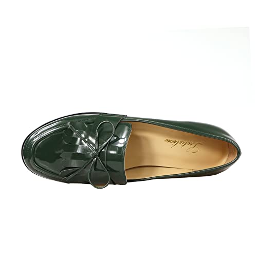 Image of LEMUTISME Women Tassel Bow Penny Loafers Slip On Low Flat Heel Dress Shoes