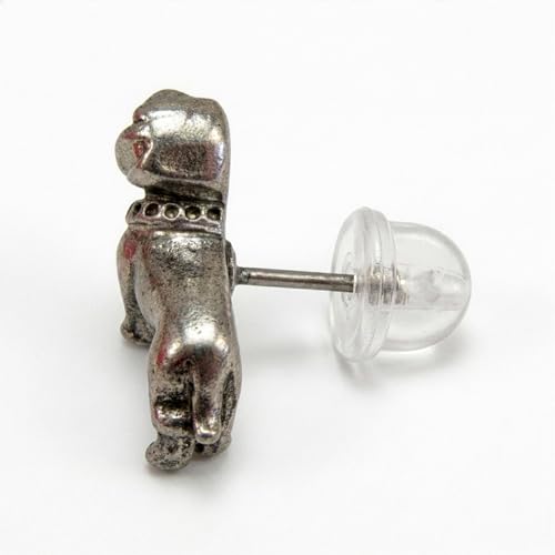 Pin de perro salchicha con elegante acabado en plata vieja API139 2