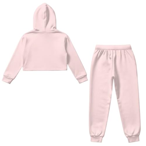 Long Sleeve Crop Top Hoodie and Pants Set Girls 4-13Y Kids Comfy Sportswear2
