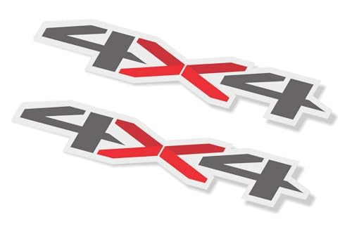 Image of Set of 2 PCS 4x4 Decals Stickers Compatible with 2014-2018 Chevy Silverado Sierra Truck Pickup Bedside,Truck Emblems, Auto Decoration Accessories Emblem (Gray /Red Slim)