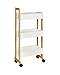 Produktbild shelfmade Nischenregal Bambus - Küchenwagen schmal - Badregal Rollwagen - Küchenregal weiß, Nischenwagen mit 3 Körben - Holzregal, Badregal stehend