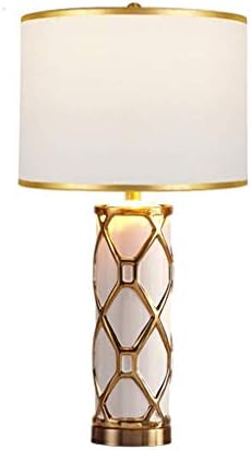 GMLSD Table Lamps,Living Room Table Lamp, Study Office Desk Lamp Modern Upscale Table Lamp Ceramics Gold Plated 2 Colors Reading Lamp Room Decorations,White-D,38.5 * 70Cm